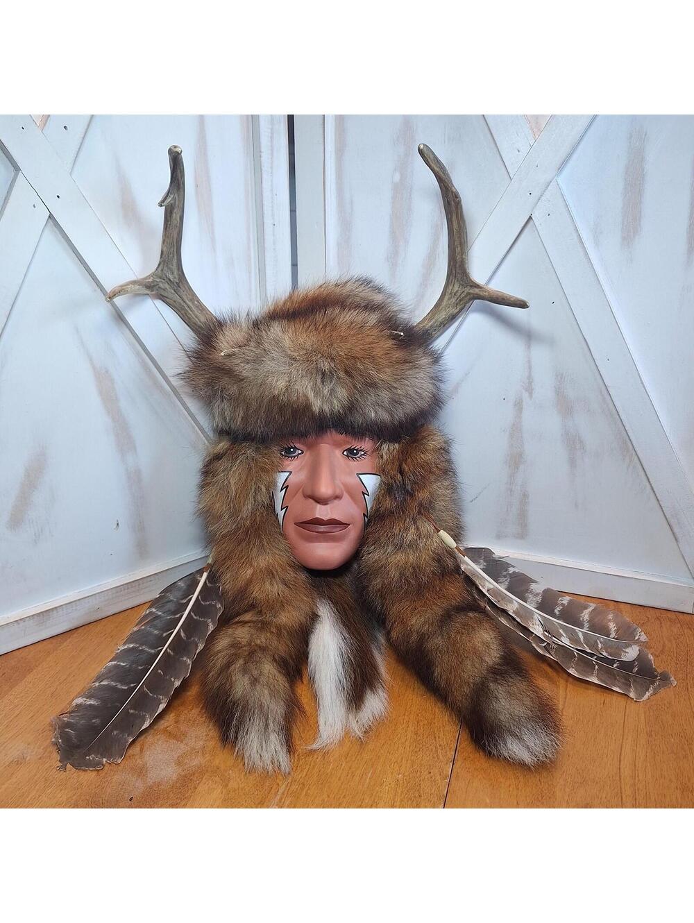 Native American Spirit Mask Wall Hanging faux 7.5" X 7.75"